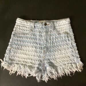 Aphrodite Blue Distressed Denim Frayed Women’s High Rise Shorts Size M (28)